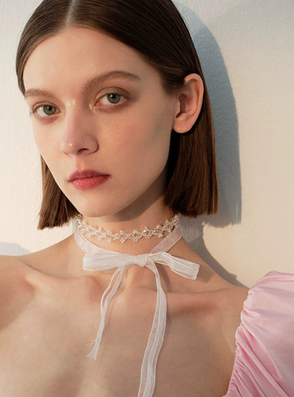 Lace Petal Ribbon Choker
