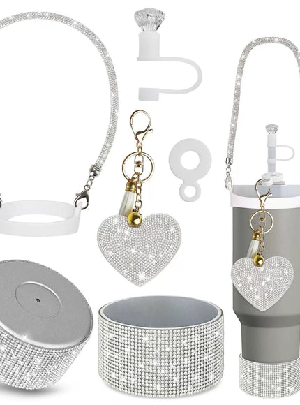 Sparkle Heart Tumbler Accessories Set