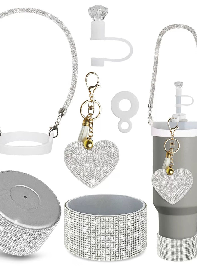 Sparkle Heart Tumbler Accessories Set